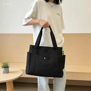 Thickened Canvas Tote Bag Large Capacity Shoulder Bag High-End Versatile Literary Student Book Commuter Bag - 3