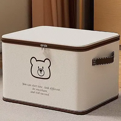 Large Capacity Storage Box Foldable with Lid Dust-proof Fabric Organizer Box Home Bedroom Clothing Living Room Toy Storage