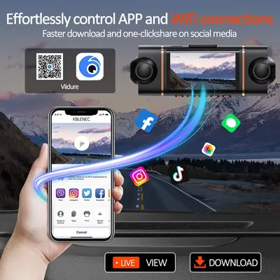 1080p Four-Channel Dash Cam with Simultaneous Recording, WiFi, Night Vision