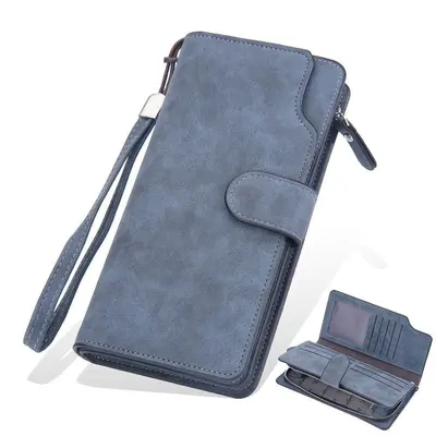 Long Men's Wallet with Multiple Card Slots and Zipper Phone Pocket - 10