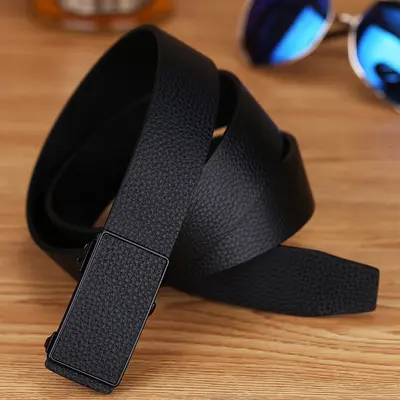 Men's Leather Belt New Style Genuine Cowhide Automatic Buckle Casual Trend Versatile Youth Men's Waist Belt Business Trouser Belt