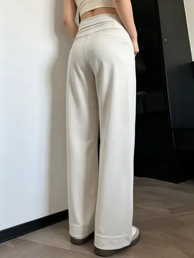 High-Waisted Drape Wide-Leg Yoga Pants for Women, Loose Straight Cut