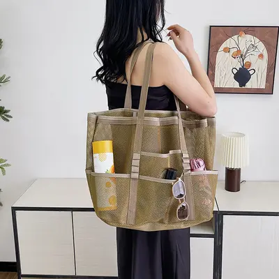 Große Netztasche als Einkaufs- und Sporttasche mit Schultergurt - 3