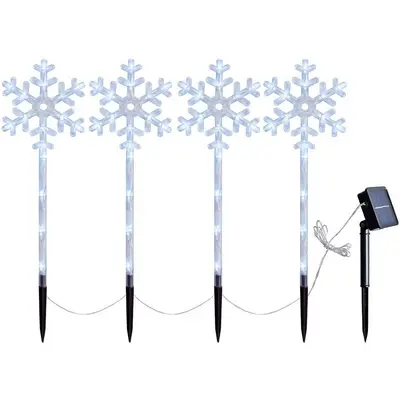 Güneş Enerjili LED Noel Baston Işık Dizisi, Çim Kar Tanesi Lambası, Açık Hava