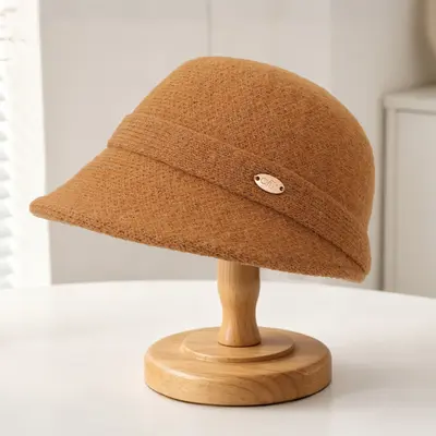 French Style Short Brim Riding Hat, Solid Color, Women's - 12