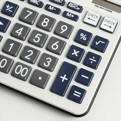 12-Digit Dual Power Desktop Calculator, Large Screen, Blue-Black - 4