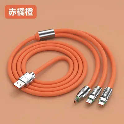 120W süper hızlı şarj çinko alaşımlı üçü bir arada veri kablosu Apple/Type-c/Android hızlı şarj için uygun Geek kablosu - 7