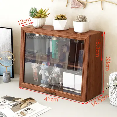 Solid Wood Vintage Storage Box with Drawers Desktop Display - 9