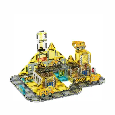 Mini Magnetic Tiles Engineering Vehicle Building Set for Kids - 6