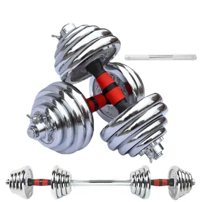 Electroplated barbell set, 20 kg dumbbell pair