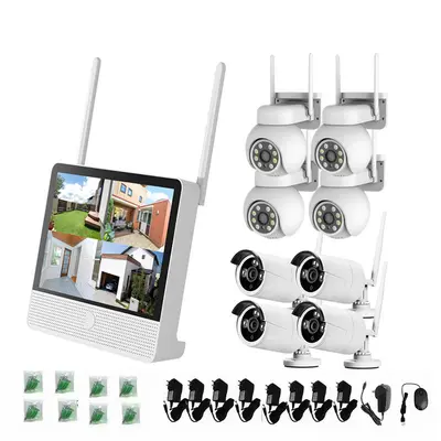10,1-Zoll-Funk-Überwachungsset für Heim- und Geschäftsbereiche, Hochauflösungs-Kameraset, WLAN-Mobilfunk-Netzwerksonde mit Fernzugriff. - 7