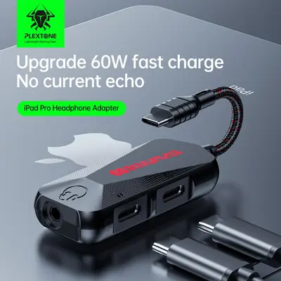 PLEXTONE Puxue GS1 USB-C Konverter Type-C Schnellladung 60W 3-in-1 Gaming Sound Card