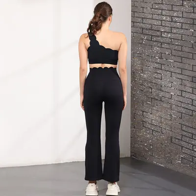 High-Waist Lace Yoga Leggings and Sports Bra Set, OK80