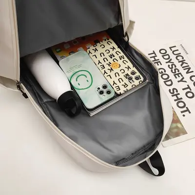 Korean-Style Large-Capacity Backpack with Letter Print - 5