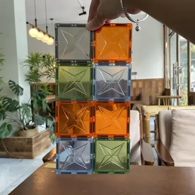 Magnetische Bausteine, bunte Fenster-Puzzle, ab 3 Jahren - 9