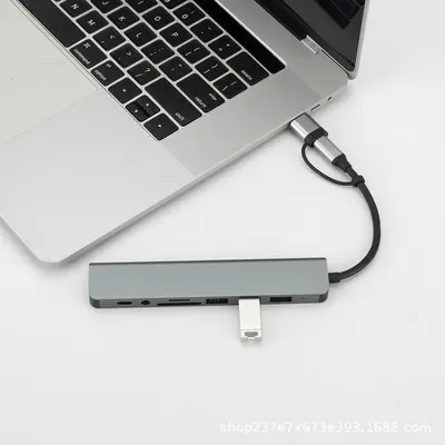 Type-C Docking Station USB Hub Multi-function 8-in-1 Expansion Dock for Tablet MacBook