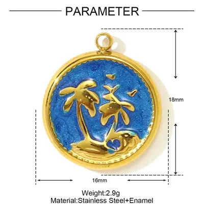 Starfish and Coconut Tree Titanium Steel Drop Earrings and Pendant, DIY Jewelry Accessory - 12