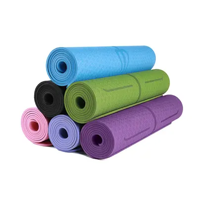 TPE Yoga Matı 6 mm, Kaymaz Tek Katman 68 cm Geniş Fitness Matı
