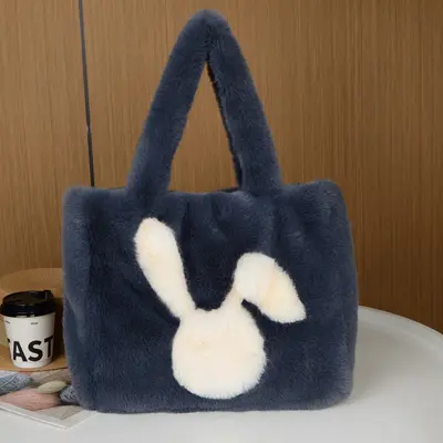 Women's rabbit plush bag with large ears, large capacity shoulder bag - 7