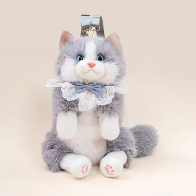 Realistic Plush Cat Backpack, Cute Soft Stuffed Toy Shoulder Bag - 8