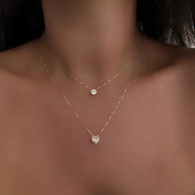 Alaşımlı kolye toptan satış Avrupa ve Amerika sınır ötesi popüler takı moda çok katmanlı kalp su damlası kolye retro kadın köprücük kemiği zinciri