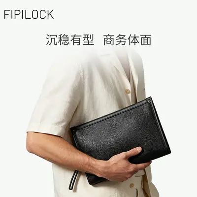 Herren-Clutch mit Fingerabdruckschloss, echtes Leder - 4