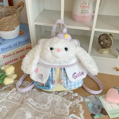 Cartoon Bear Plush Backpack, Casual Student School Bag - 11