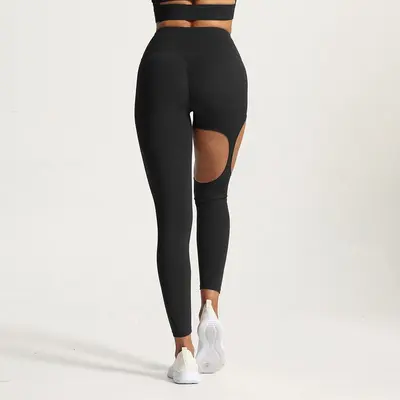 Durchbrochene sexy lange Hose schnelltrocknend hohe Taille Pilates Po-Lifting - 4