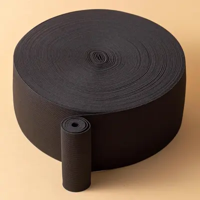 Black Flat Elastic Rubber Band 10 cm Wide, 5 cm Thick - 4