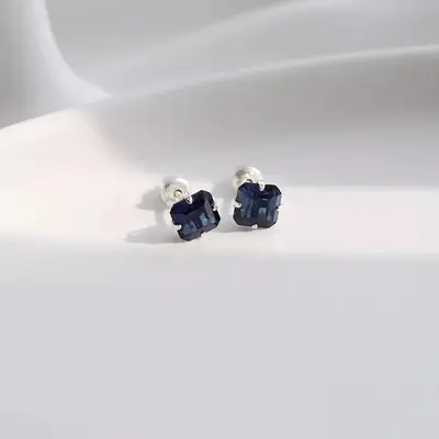 Robinia natural blue sapphire stud earrings, S925 sterling silver - 2