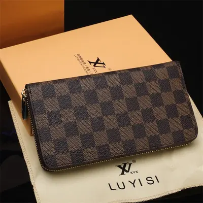 Genuine Leather Men's Clutch Wallet with Double Zipper - 12