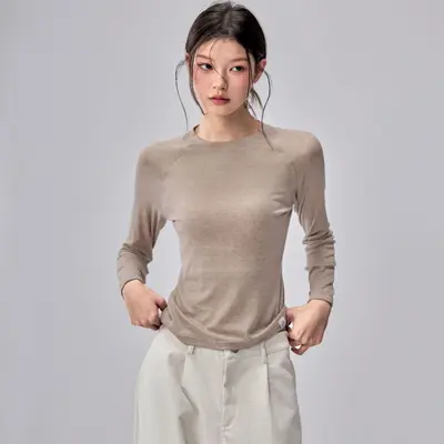 Merino Wool Long Sleeve Yoga Top for Women, Stretchy and Soft - 8