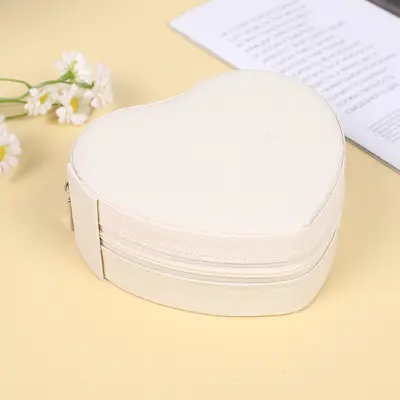 Heart-shaped products travel jewelry necklace earring ring green storage box zipper bag jewelry box storage box ready for sale - 8