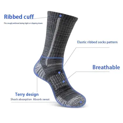 Men's Cotton Sports Socks with Terry Sole, Anti-Slip