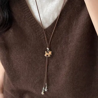 Adjustable zircon snowflake pendant long sweater chain necklace - 8