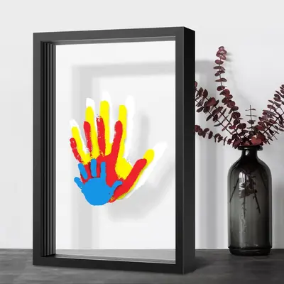 DIY akrilik boya seti ve ahşap el izi çerçevesi, dört ve beş gözlü