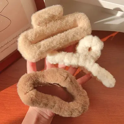Plüsch-Pfotenhaarklammer für Frauen, großes Haargummi mit Luxusgefühl für Herbst und Winter, Haarklammer mit Haigefühl für dickes Haar, Haarzubehör.