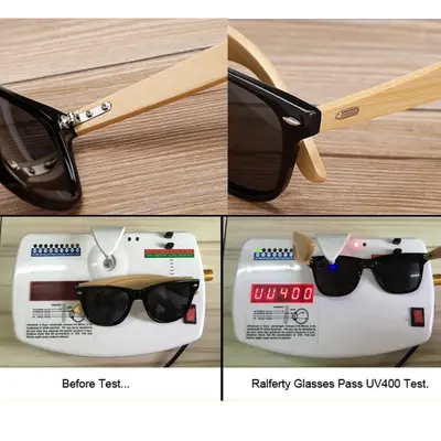 Square Retro Sunglasses with Bamboo Legs and Rivets, Driving Style - 3