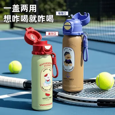 Double-Wall Stainless Steel Straw Sports Bottle, Cold-Keeping - 2
