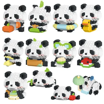 Panda-Figur Blindbox Mikro-Bausteine Set - 6