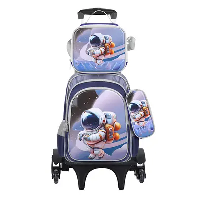 Neuer 3D-Leder-Grundschüler-Nylon-Stoff dreiteiliges Set Kinderrucksack Schulrucksack Export Lunchbox Tasche Fabrik fertig Lagerbestand - 13