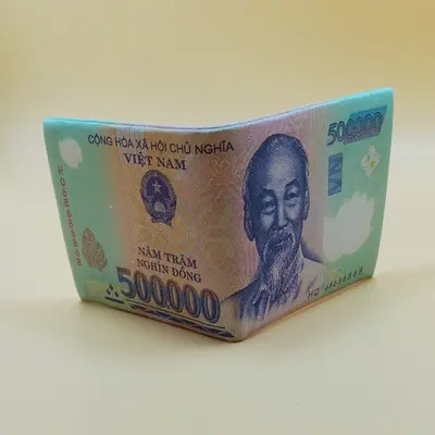Men's Short Zipper PU Leather Wallet, Banknote Pattern, Folding - 11