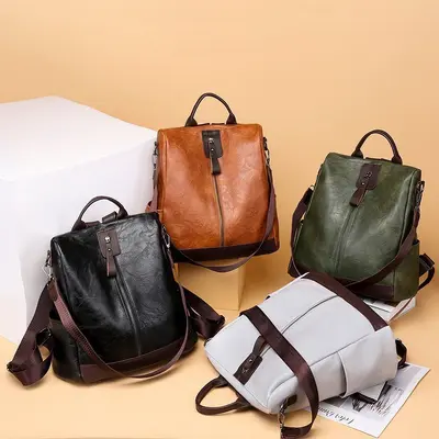 Women's PU Leather Backpack, Anti-Theft, Large Capacity Business Bag - 2