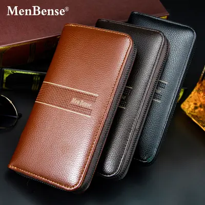 Men's Long Wallet with Large Capacity Zipper Clutch - 1