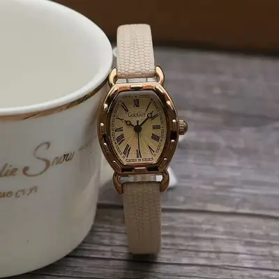Barrel-Shaped Women's Quartz Watch Oval Leather Strap - 6