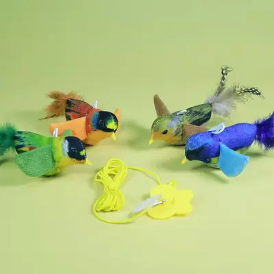 Hanging Feather Bird Cat Teaser, Bite-Resistant with Squeaker - 4
