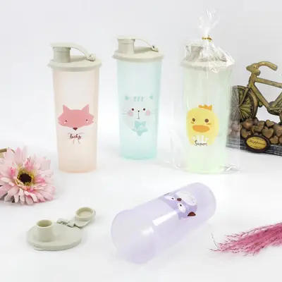 Klappdeckel Wasserflasche Fitness-Sportflasche Kunststoffbecher Student tragbare Wasserflasche Sommer Outdoor-Trinkbecher Kunststoffbecher - 10