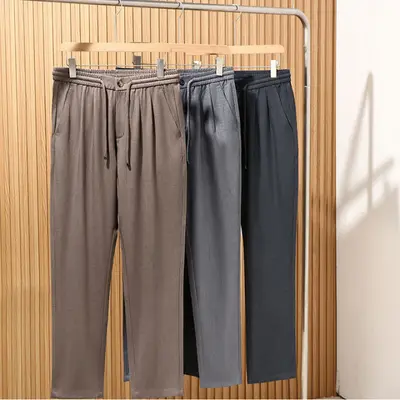 Tencel Wool Blend Men's Casual Pants, Summer Breathable