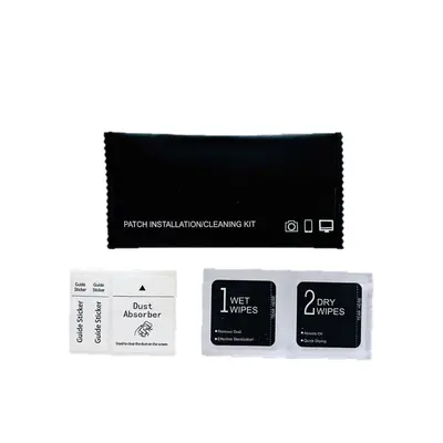 Mobile Phone Tempered Glass Screen Protector Cleaning Alcohol Wipes Film Application Auxiliary Bilingual Chinese and English Alcohol Wipes 1-2 Dry and Wet Wipes Auxiliary Tool Kit