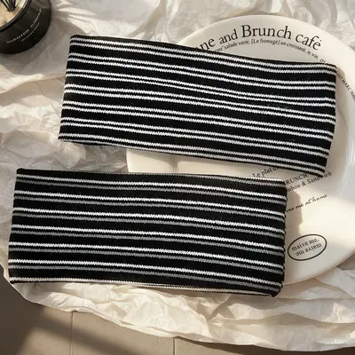 Kore Tarzı Çizgili Spor Yoga Kafa Bandı, Unisex Ter Emici Geniş Bant